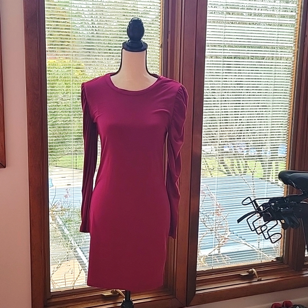 Burgundy midi dress long sleeve